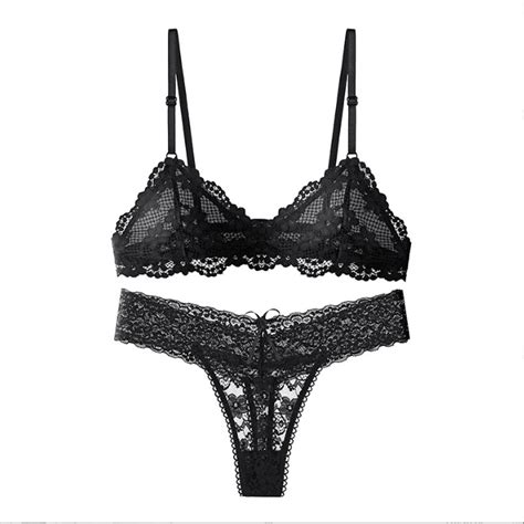 Set Sexy Lace Lingerie Underwear Adjustable Bras Briefs Transparent Lace Bralette For Womem
