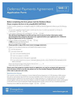 Fillable Online Deferred Payments Agreement Fax Email Print Pdffiller