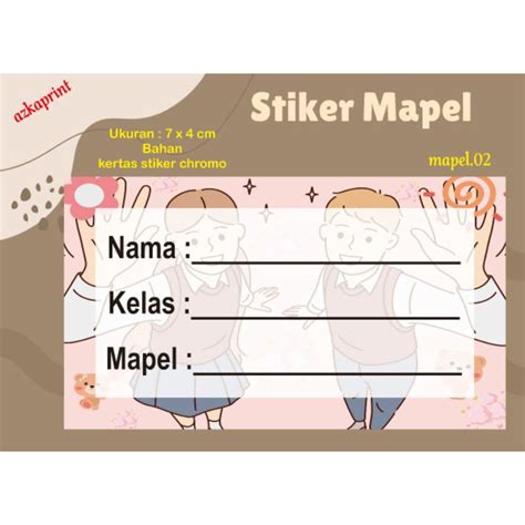 jual cetak sticker mapel sticker label nama motif anak sekolah