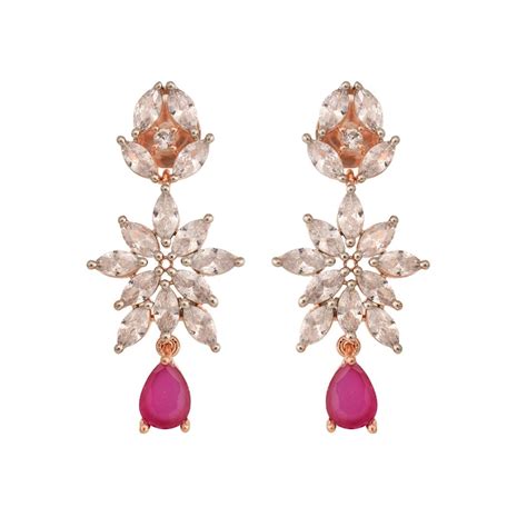 Buy Saraf RS Jewellery Rose Gold Plated Red Ad Studded Statement