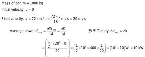 20 The Power Required By Engine Of Car Of Mass1000 Kg To Accelerate It