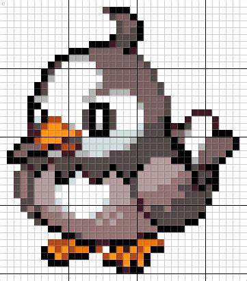 Starly Pixel Art Pattern | Minecraft pixel art, Pixel art grid, Pixel art pokemon