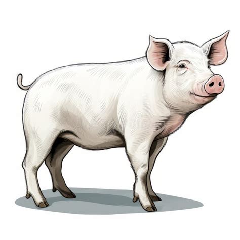 Cartoon Realism: Uhd Image of a Pig in Flat Shading Style Stock ...