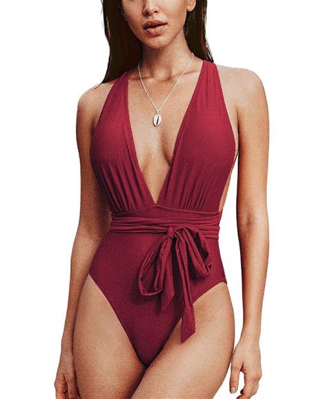 Cupshe Womens Deep V Neck One Piece Swimsuit Macys