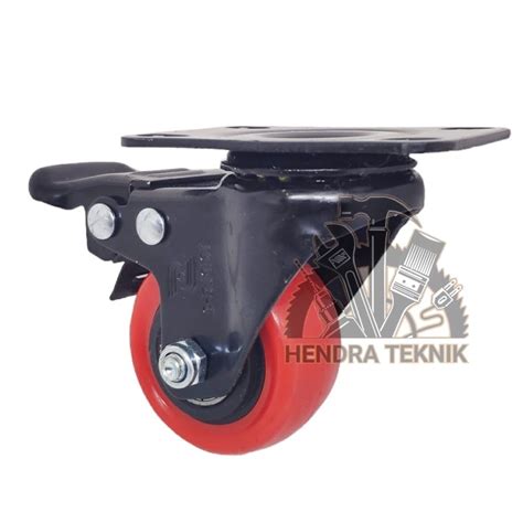 Jual Roda Caster Pvc Hidup Rem Inch Roda Etalase Pvc Orange Rem In