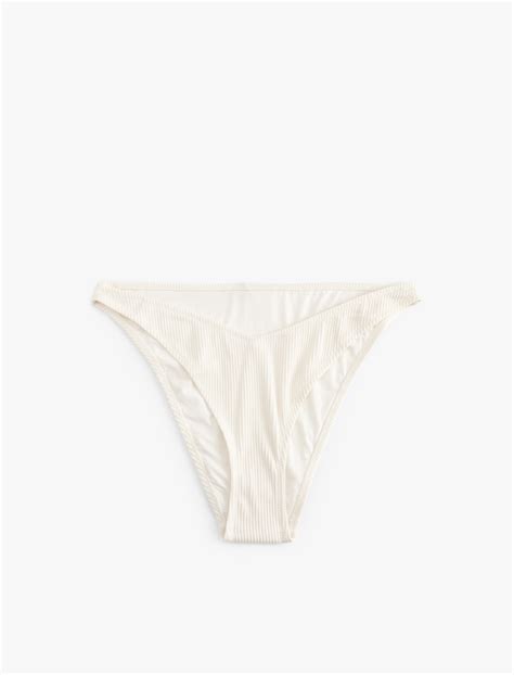 Kad N Dokulu Fitilli Y Ksek Bel Slip Bikini Alt Sak Mm Koton