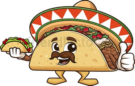 Mexican Taco With Sunglasses Cartoon Clipart Vector Friendlystock