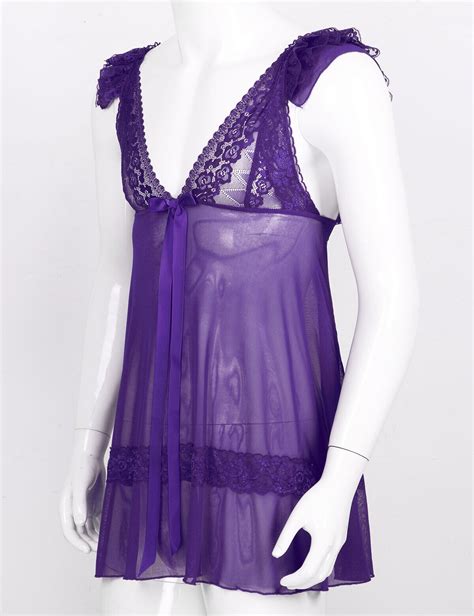 Sexy Men Lingerie Satin Lace Crossdresser Babydoll Bra Dress Sleepwear Underwear Qoo Ebay