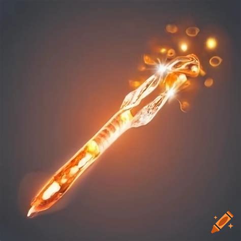 Photo Of A Glowing Orange Crystal Wand On Craiyon