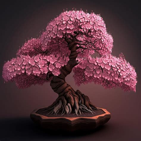 Premium AI Image | A pink bonsai tree with the word bonsai on it