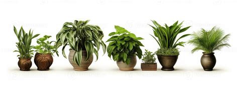 Collection And Sets Of Various Indoor Fresh House Plants In Pots And