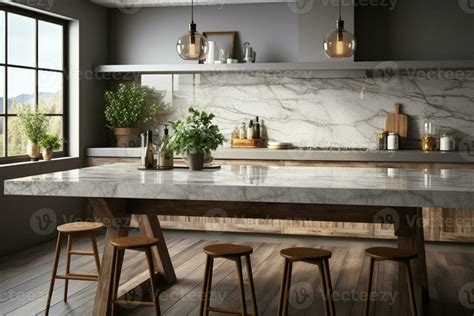 Trendy kitchen with a luxurious marble countertop and abundant copy space AI Generated 26311072 ...