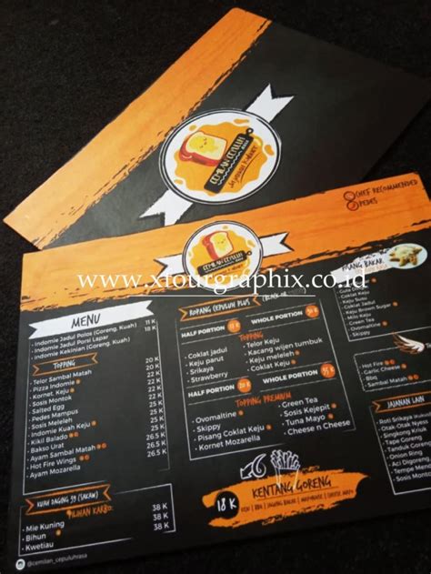 Jual Menu Hard Board A3 Jakarta Pusat Percetakan Xfour Jakarta