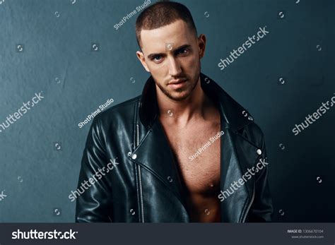 Male Leather Jacket Naked Torso Stock Photo 1306670104 Shutterstock