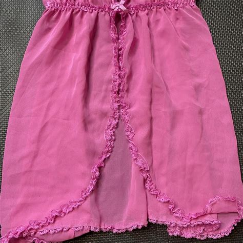 Pink Sheer Babydoll Lingerie Top With Lace Ruffles Depop