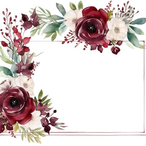 A Watercolor Romantic Floral Frame With Pink Rose Flowers And Leaves