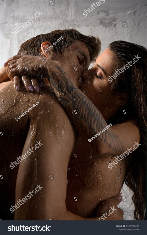Naked Couple Embracing Kissing Shower Stock Photo 1421981234 Shutterstock