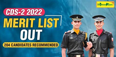 CDS 2 2022 Merit List Out 204 Candidates Recommended For IMA INA AFA