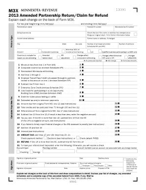 Fillable Online Revenue State Mn Amended Partnership Return Claim