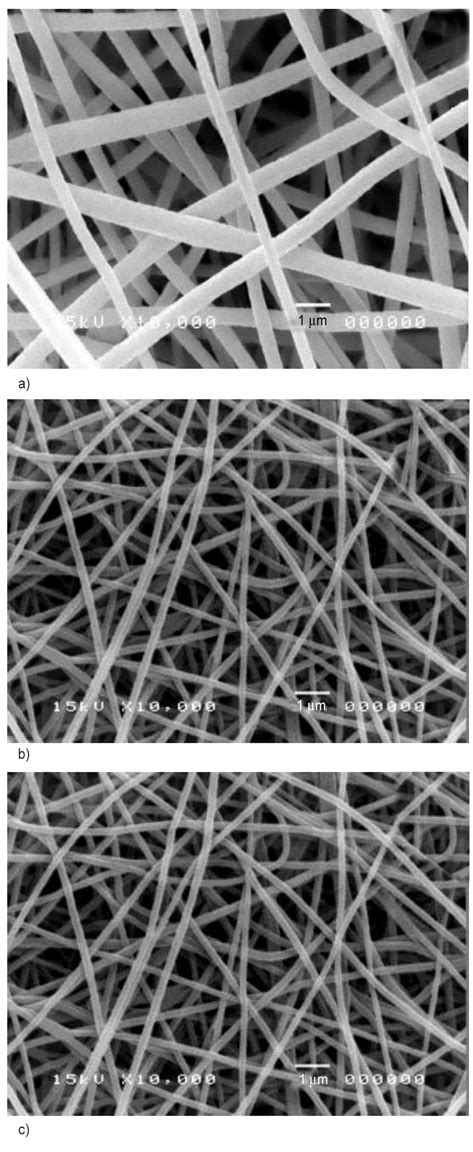 SEM Images A Es PAN B Es PAN DNPH Nanofiber Mats And C