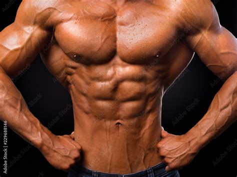 Portrait Of Sporty Strong Muscle Sport Workout Bodybuilding Motivation Concept Sexy Naked