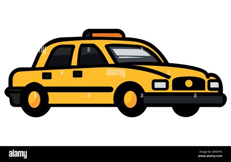 Taxi Car Illustration Vector Yellow Taxi Car Flat Illustration Stock