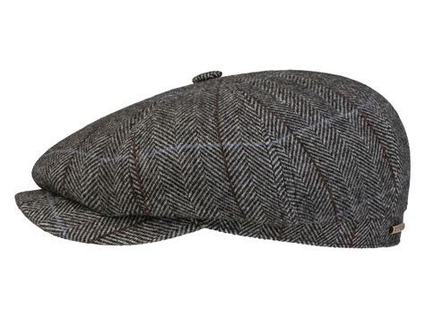 Stetson Hatteras Herringbone Panel Newsboy Flatcap Grau