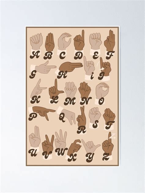 Asl Sign Language Alphabet Vintage Educational Poster For Sale By