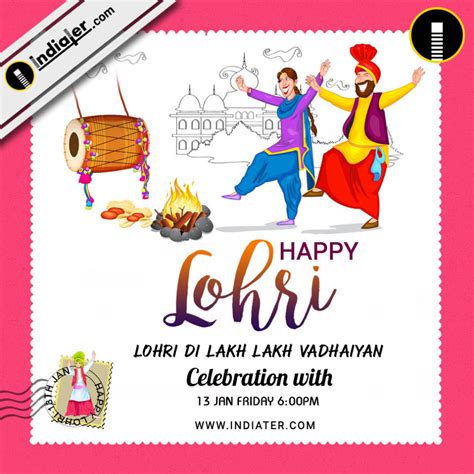 Happy Lohri Invitation Postcard Greetings Design PSD Template - Indiater