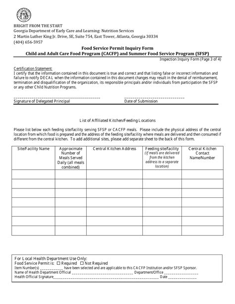 Georgia United States Food Service Inspection Inquiry Form Fill Out Sign Online And