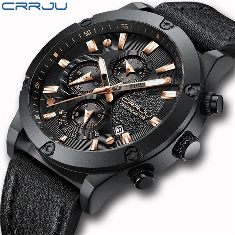 CRRJU reloj de pulsera de cuarzo para hombre cronógrafo de 6 pines de