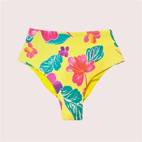 Bikini Bottom Alto Amarillo Estampado