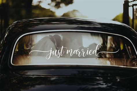 Just Married Vinyl Decal For Car Window Personalized Wedding Car