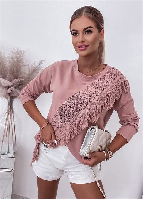 BLUZA Z FRĘDZLAMI NUDE Sklep online z damską odzieżą Pauzza Damska odzież Nowa Kolekcja