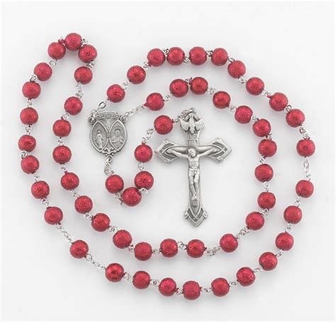 Holy Spirit Red Lava Pewter Rosary – Beattitudes Religious Gifts