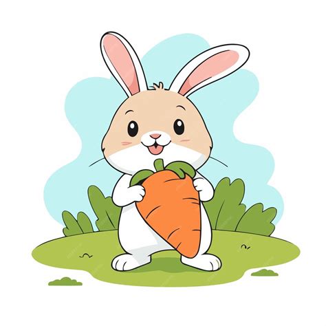 Милый кролик для детей векторная иллюстрация | Премиум AI ...