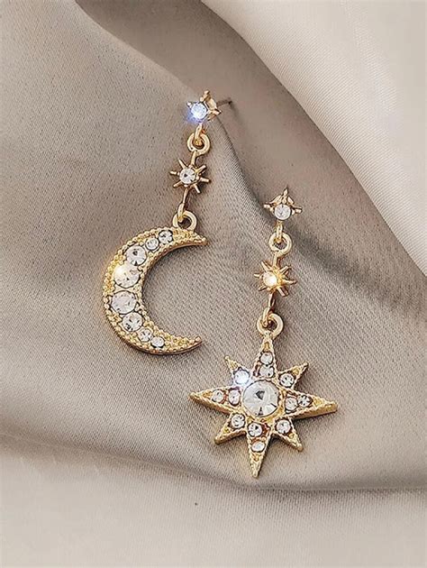 Moon And Star Earrings Mismatched Earrings Celestial Etsy Uk