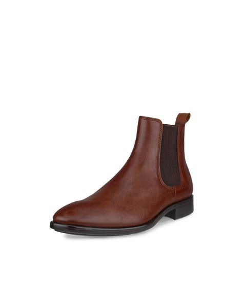 Mens Ecco® Citytray Leather Chelsea Boot Brown