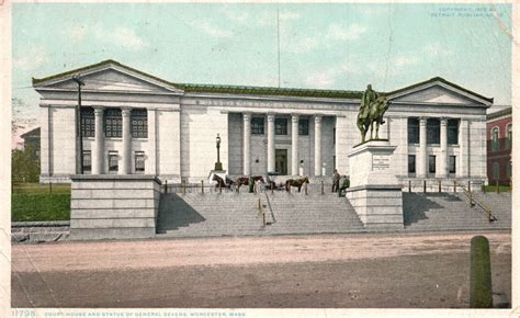 Vintage Postcard 1914 Court House Statue General Devens Worcester Massachusetts United States