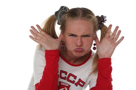 Fille blonde vilaine photo stock Image du féminité rire 5430860