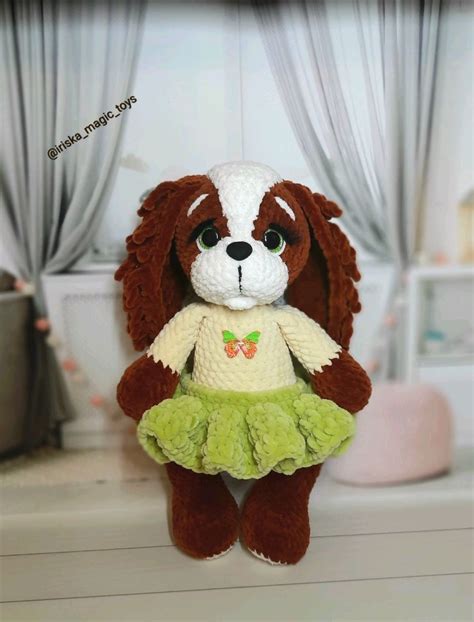 Вязаная крючком мягкая игрушка собачка Спаниелька ручная работа в ...