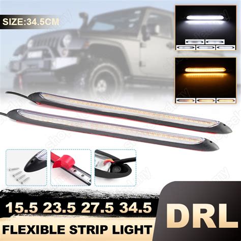 Pair V Daytime Running Light Drl Led Strip Bright Drl Daylight Car