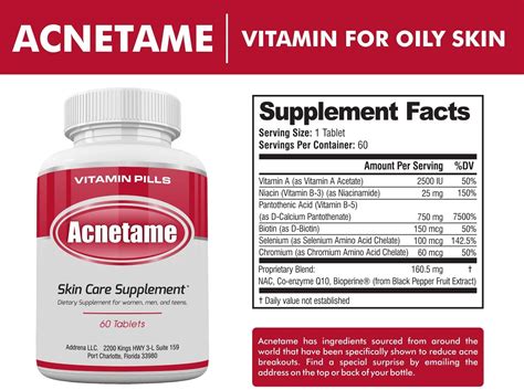 Acnetame Vitamin Supplements For Acne Treatment Natural Pills