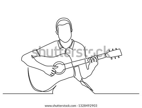 Continuous Line Drawing Man Playing Guitar Stock Vector Royalty Free 1328492903 Shutterstock