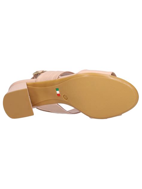Sandalo Tacco Largo Confort Da Donna Nude Liviana Calzature
