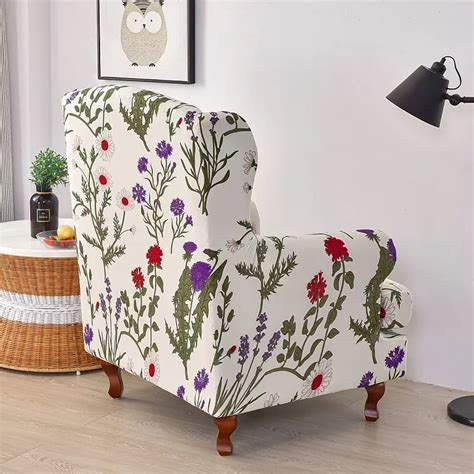 1 Set Di 2 Pezzi Coprisedia Elasticizzato Wingback Coprisedili Stampati