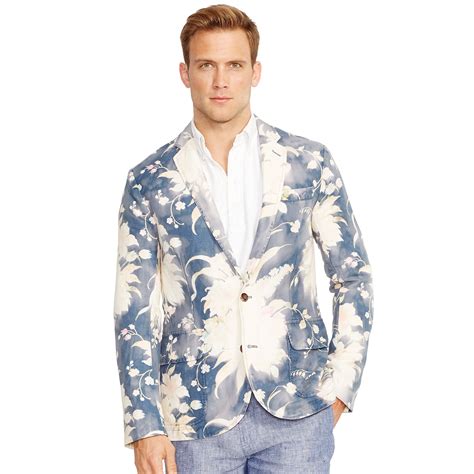 Lyst Polo Ralph Lauren Floral Linen Cotton Sport Coat In Blue For Men