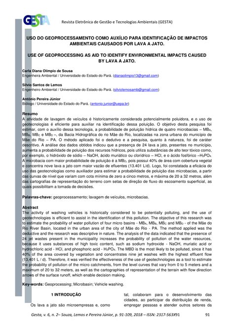 Pdf Uso Do Geoprocessamento Como Auxilio Para Identificação De