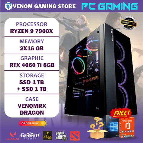 Jual PC Gaming Ryzen 9 7900X RTX 4060 Ti 32GB RAM 2TB NVME