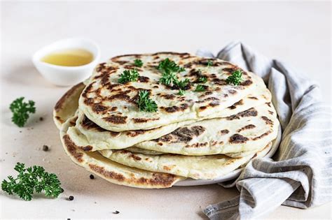 Premium Photo Indian Homemade Traditional Flatbread With Parsley And